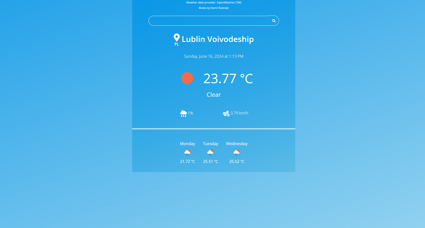 Preview of my JavaScript Weather App displayed on different devices